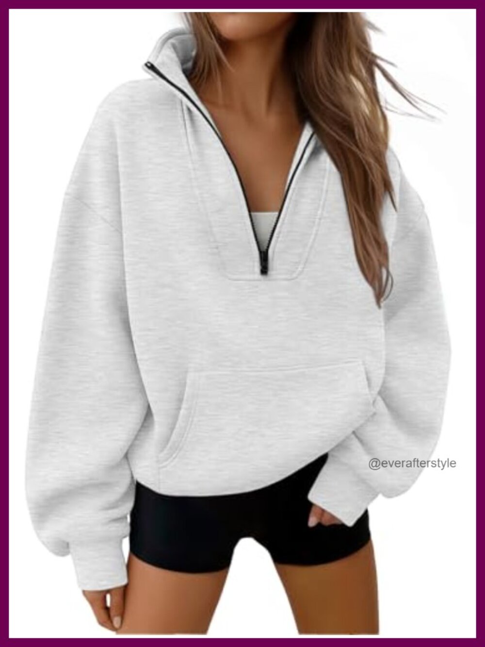 Quarter Half Zip Sweatshirt Hooded Pullover Workout Casual